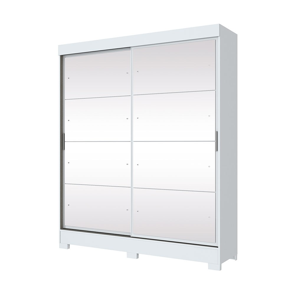 Santi Morumbi Guarda Roupa Briz B 70 2 Portas De Correr 2 Gavetas Com Espelho Com Pes Branco